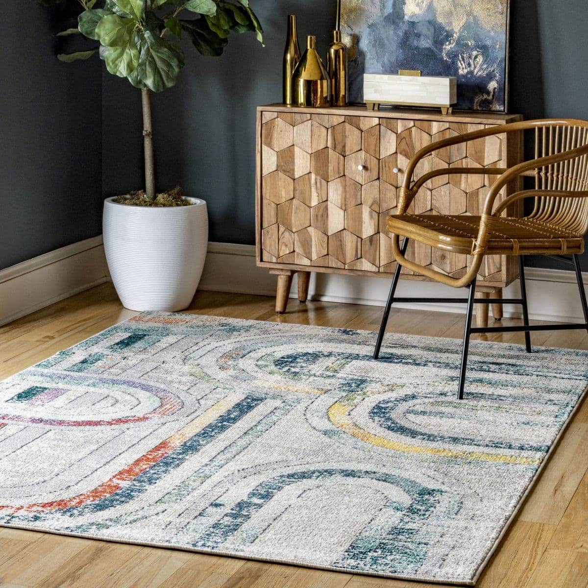 Blue Fading Rainbows Area Rug