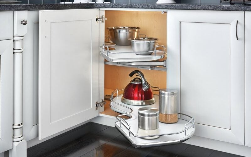23 Kitchen Corner Cabinet Ideas For 2022, Open Shelving Kitchen Corner Cabinet
