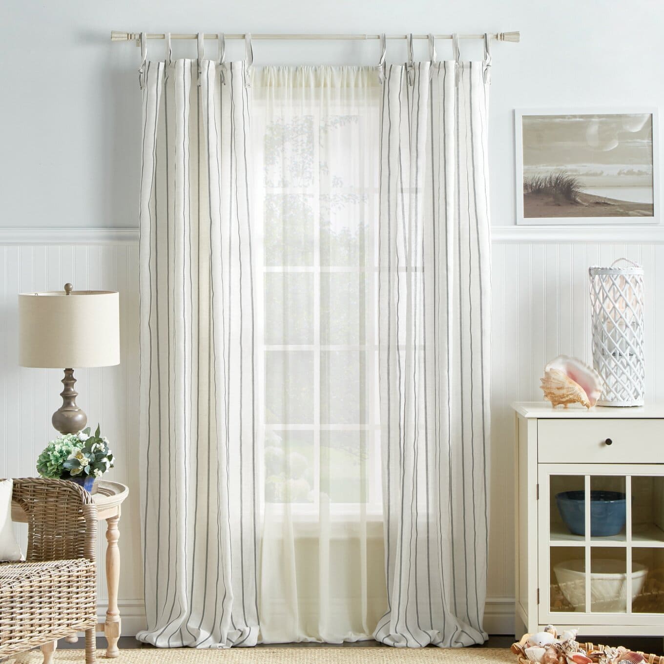 White and Grey Striped Curtains