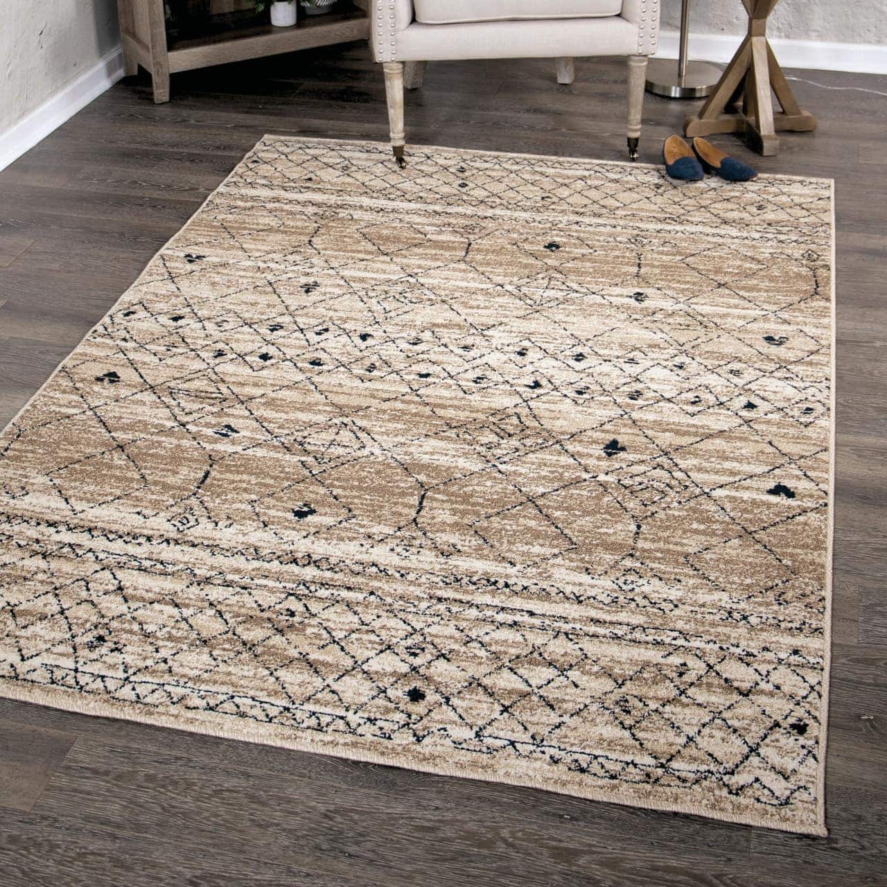 Farmhouse Gabbeh Field Beige Area Rug