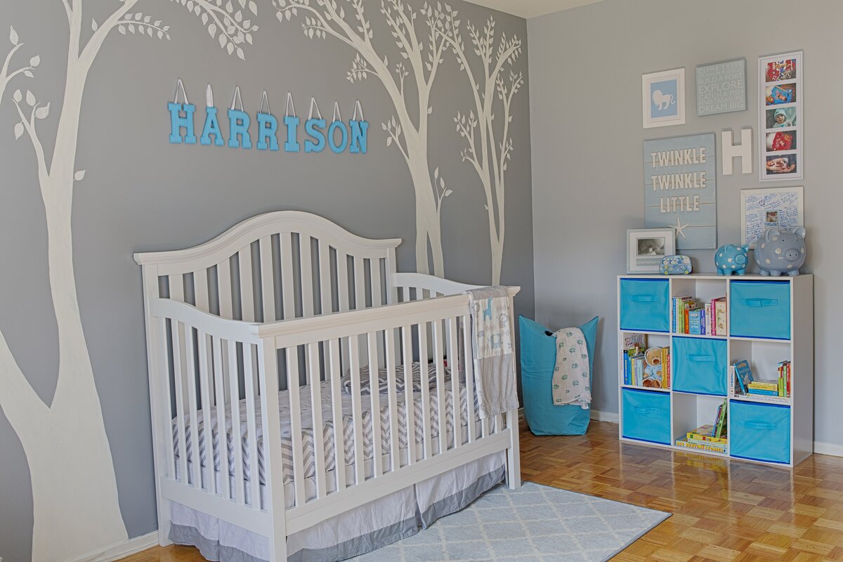 Blue And Grey Kids Room