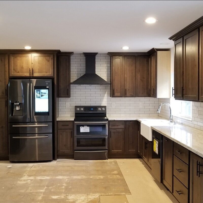 Dramatic Dark Wood Cabinets