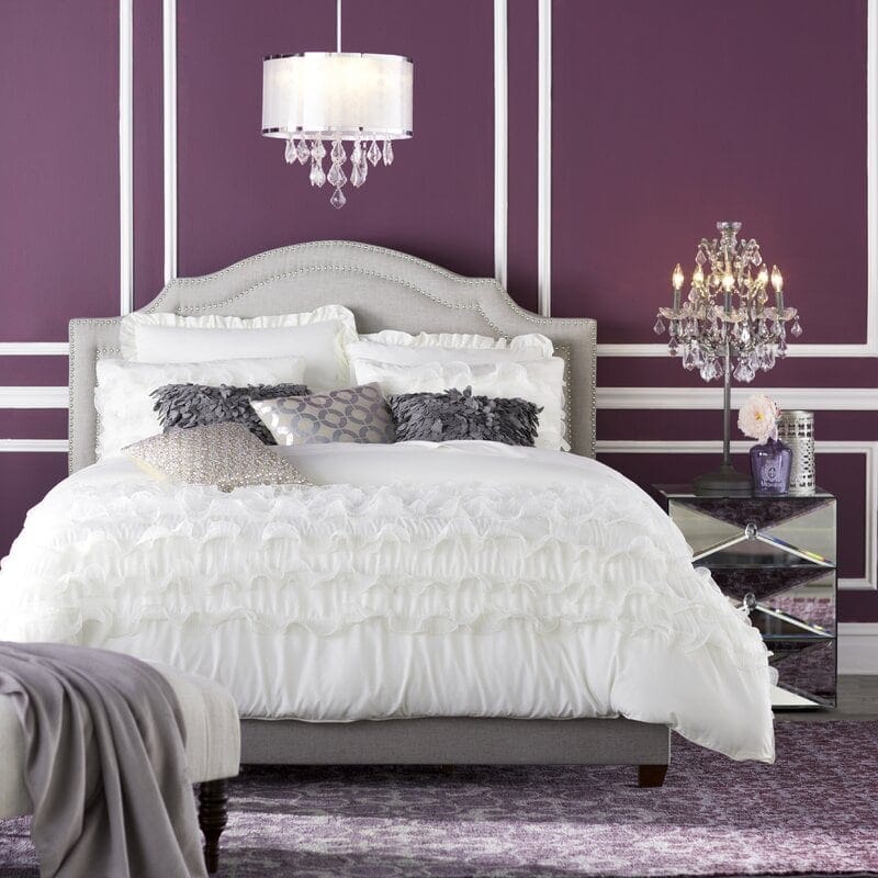 Purple and White Walls Create a Sophisticated Look