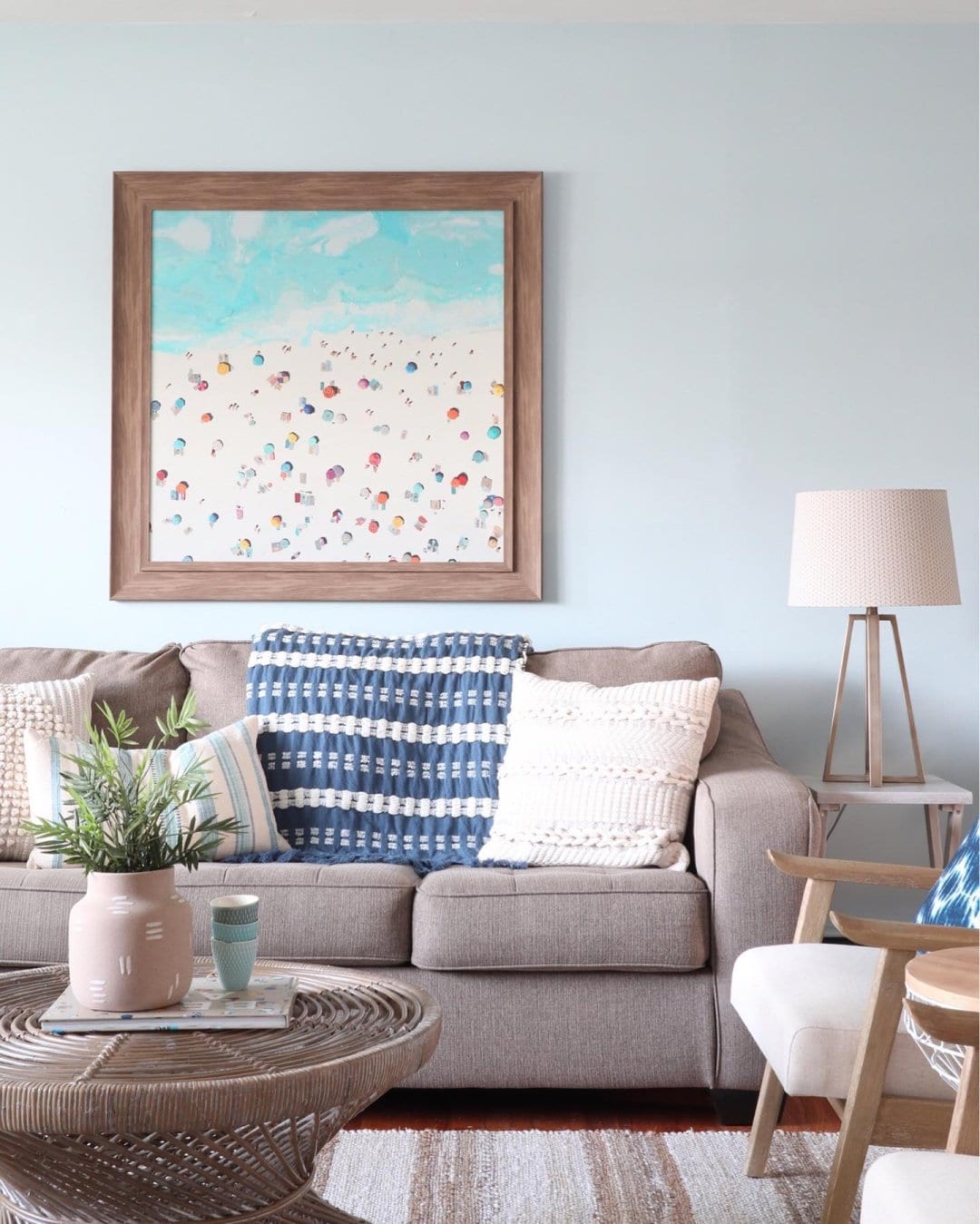 A Coastal, Teal And Grey Living Room