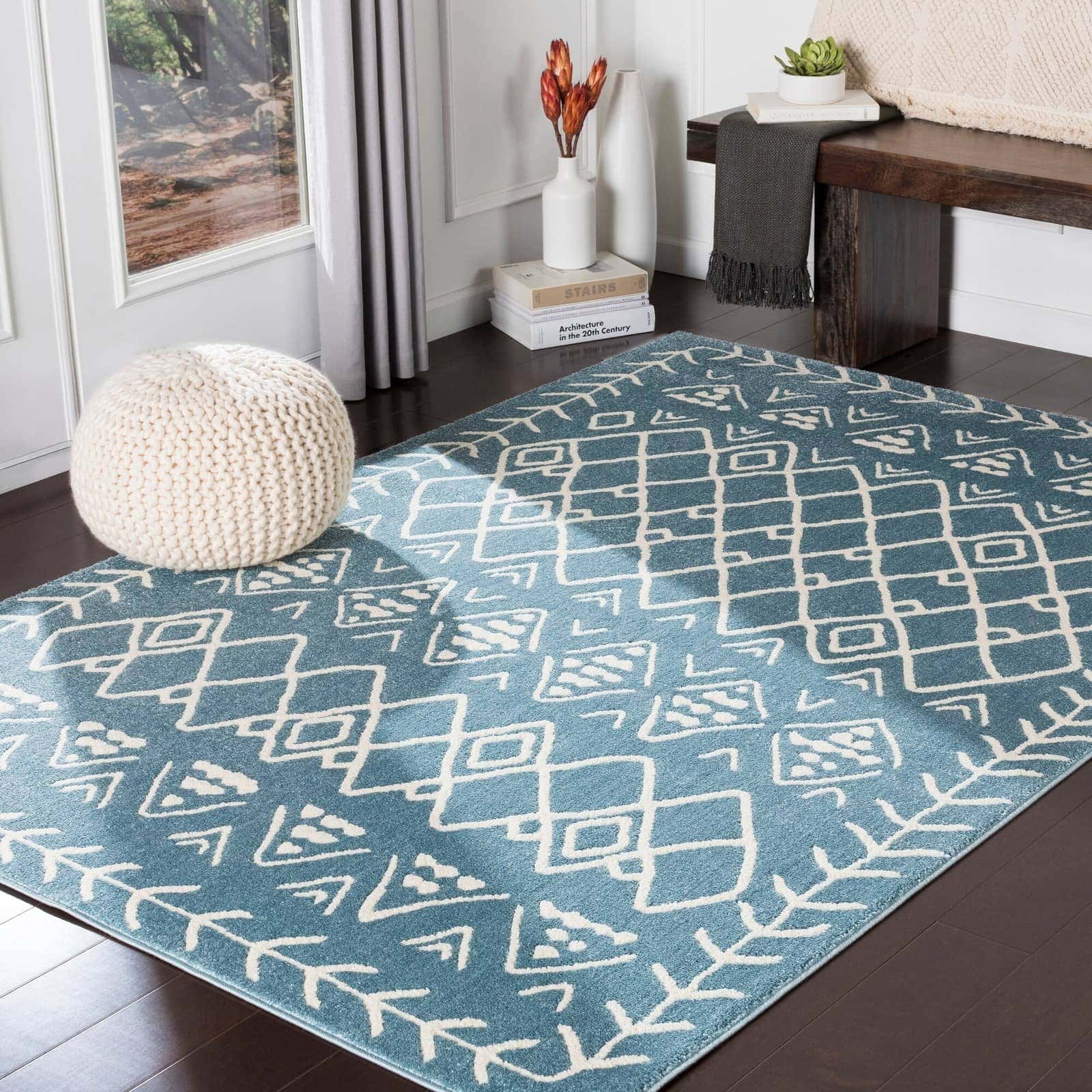 Xia Blue Bohemian Nomad Area Rug