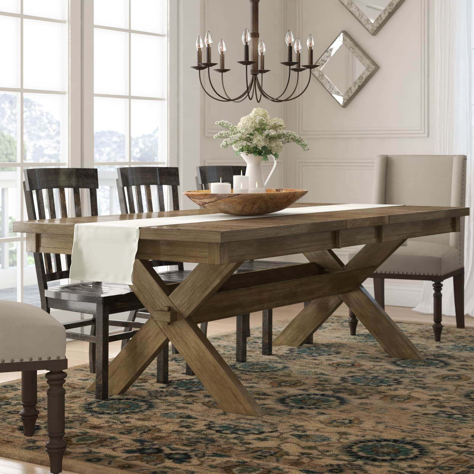 Poe Cross-Buck Extendable Dining Table