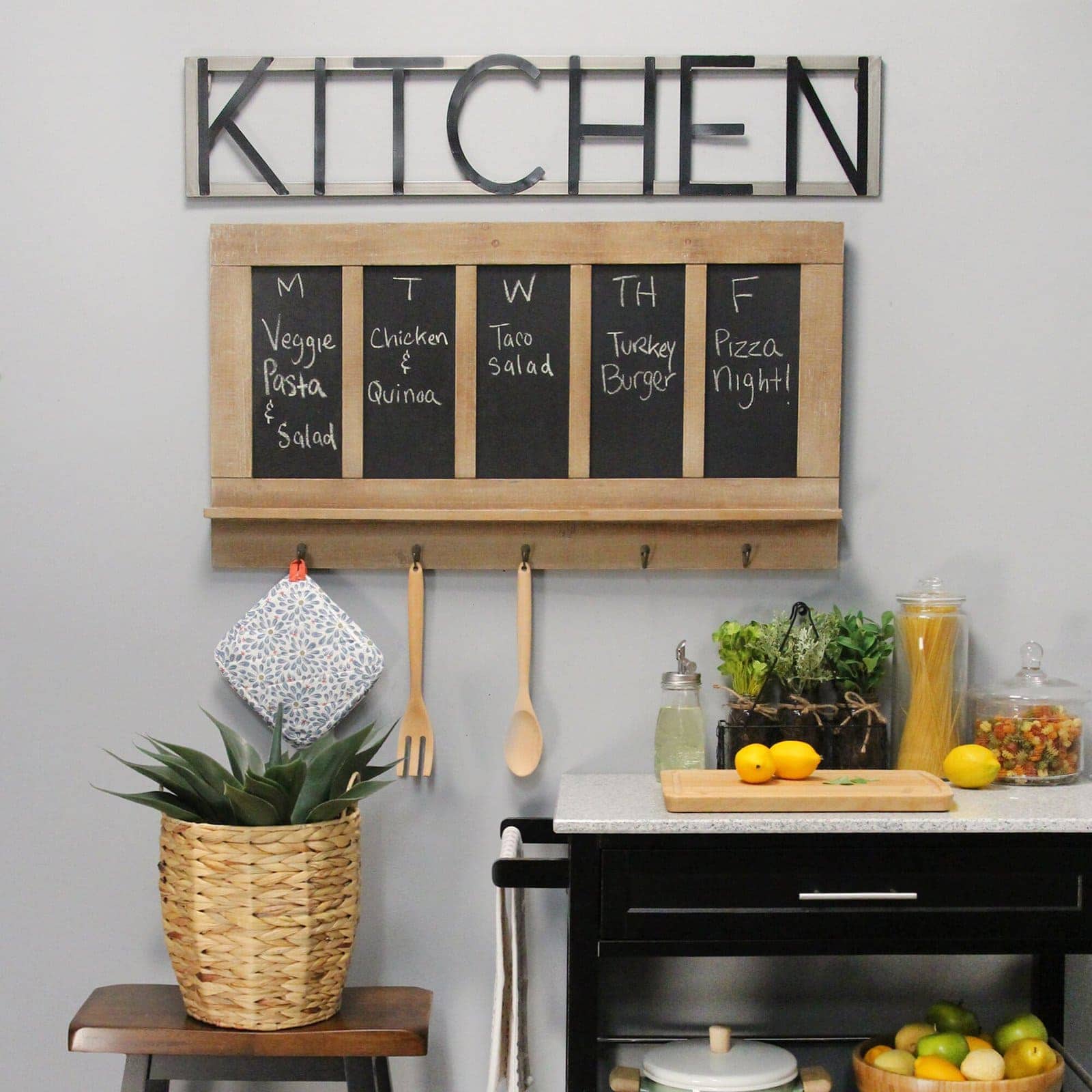 26 Amazing Kitchen Wall Decor Ideas   1 Rustic Metal Kitchen Sign 