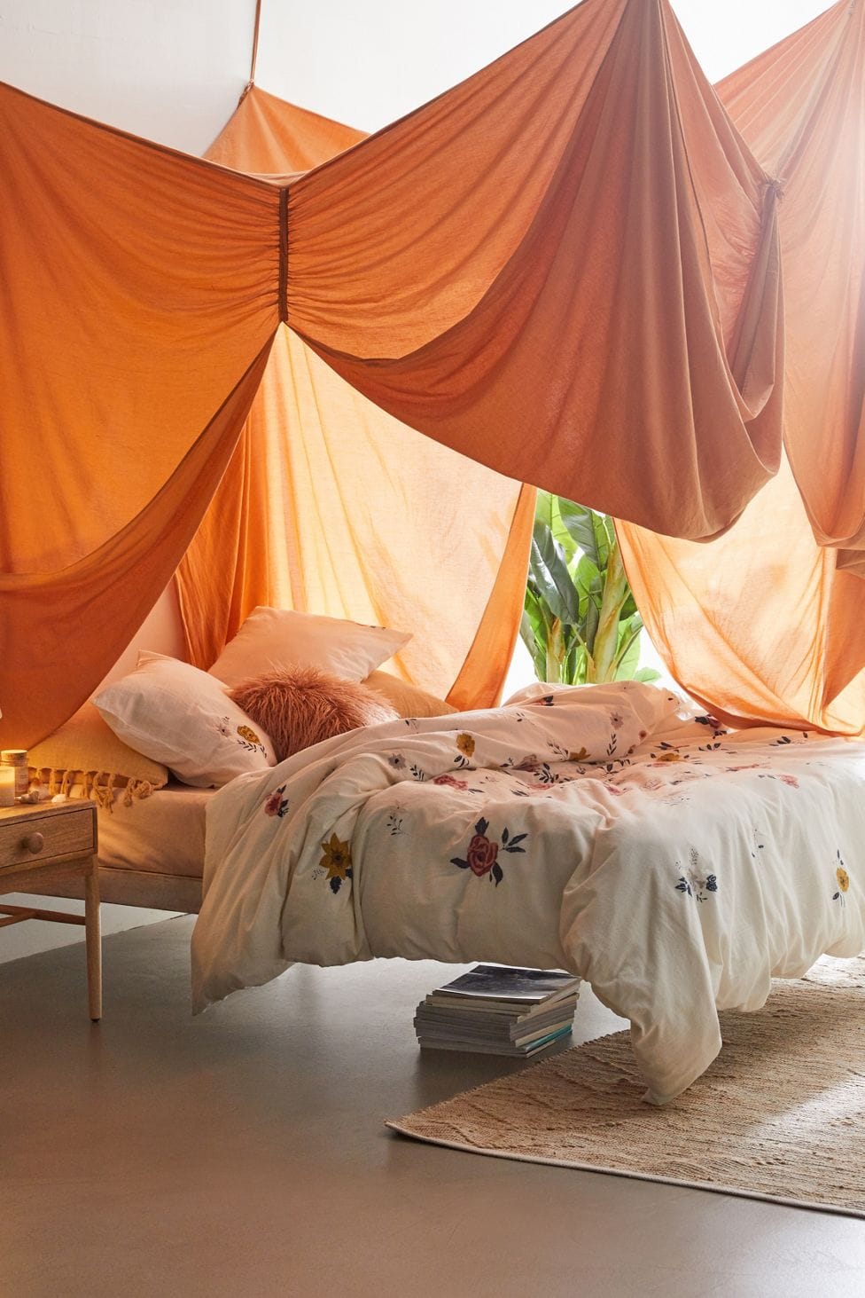 A Woven Textile Bed Canopy