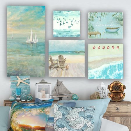 Coastal Wall Art, Print Set Of 3, Aqua Blue Beach Decor, Ocean