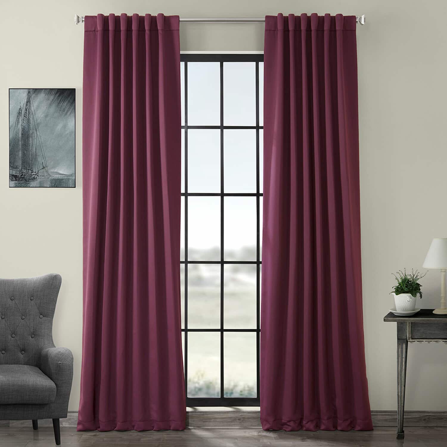 Solid Purple Room Darkening Bedroom Curtains