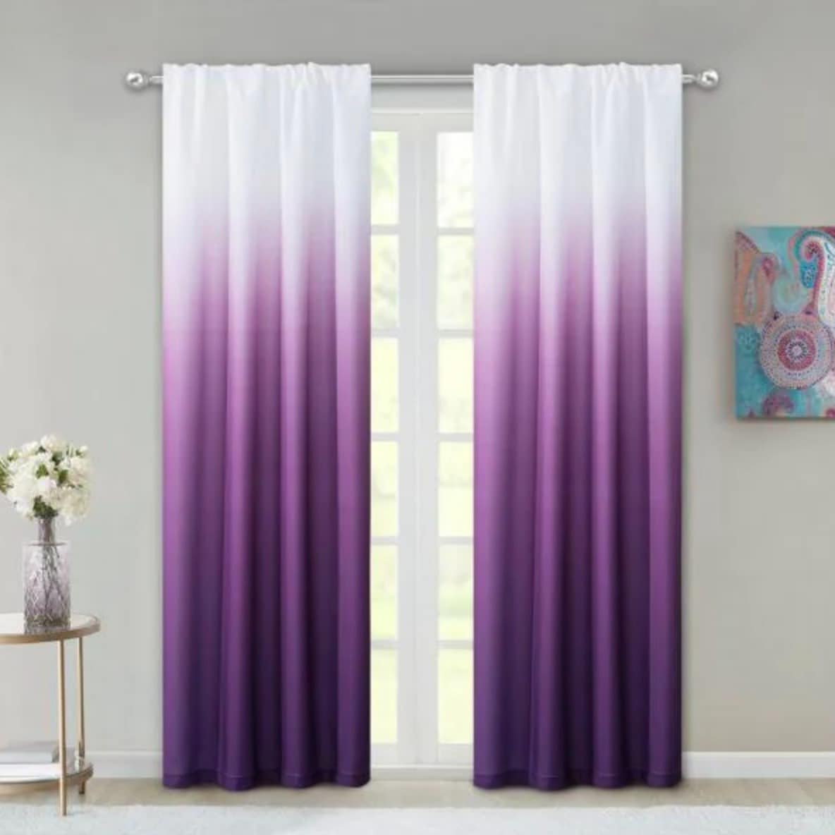 Purple and White Ombre Curtains