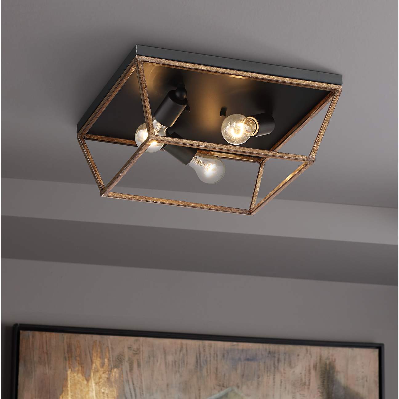 Go Industrial With A Geometric Flushmount Light