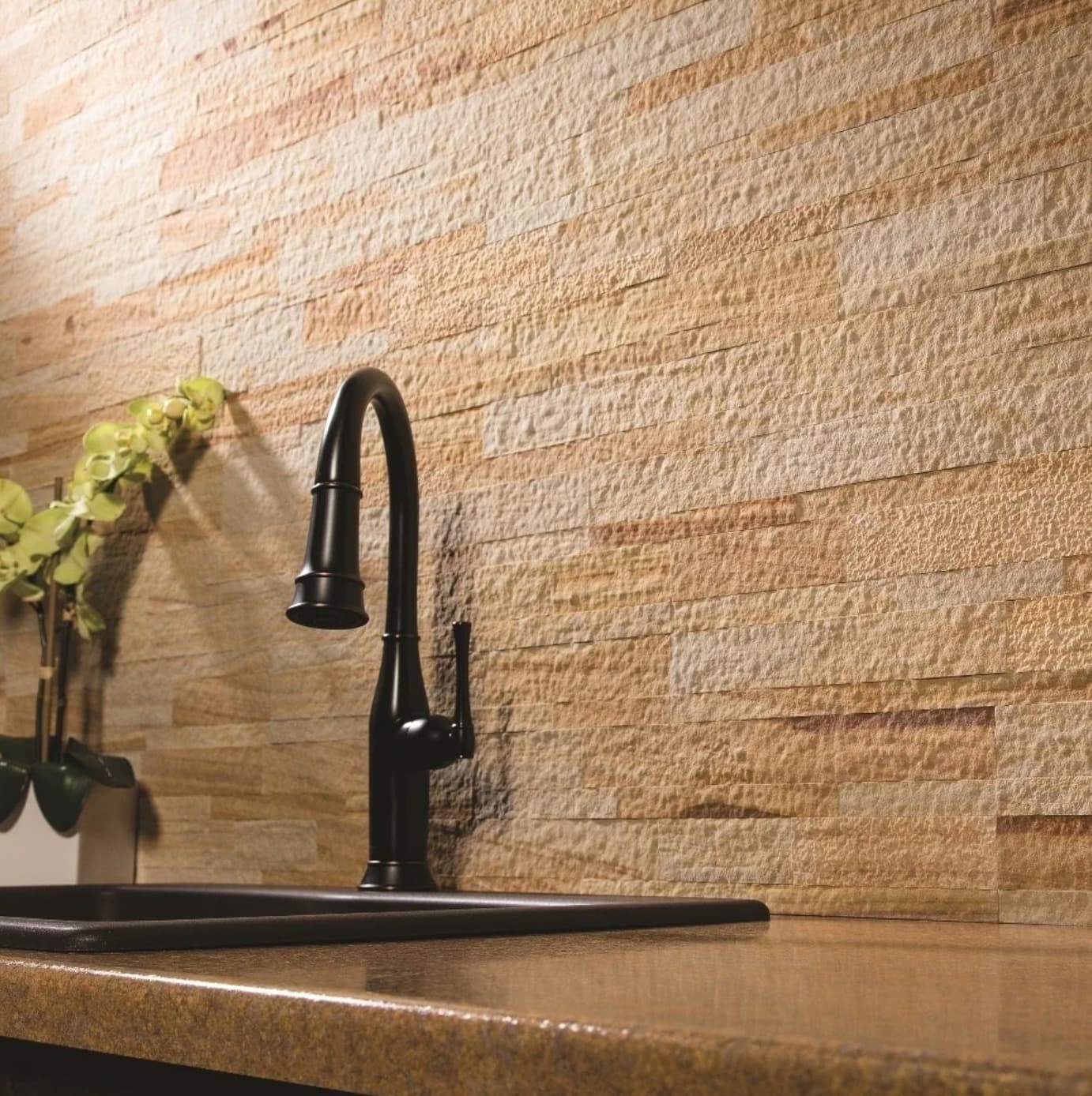 Use this Sandstone to Create a Warm-Toned Kitchen Backsplash