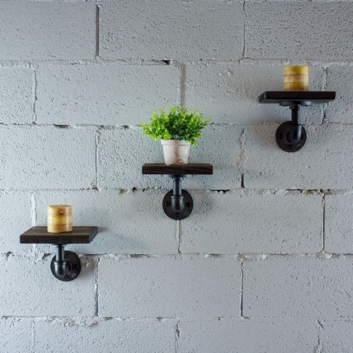 Industrial Pipe Wall Shelf Set