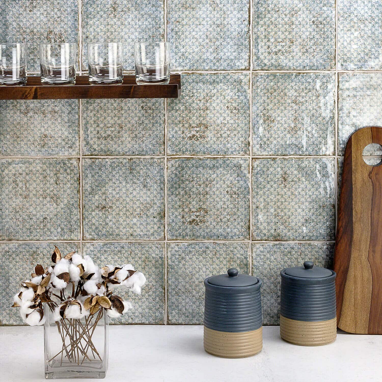 Add a little Color with these Blue Textured Tiles