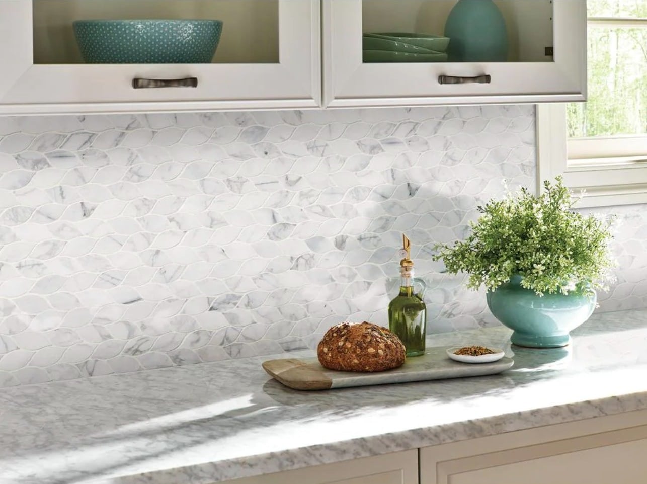 Choose Rustic Shapes with Modern Materials for a Natural Backsplash