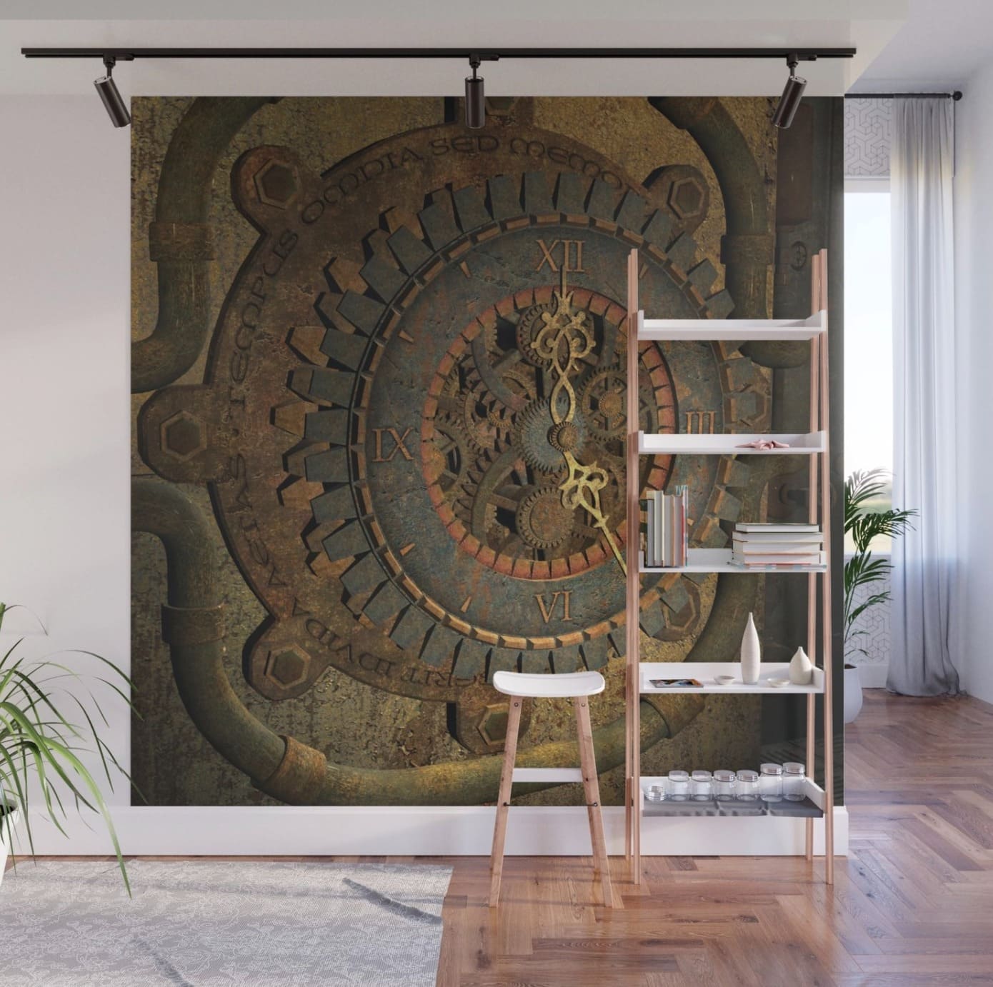 Rusty Metal Mechanical Clock Wall Mural