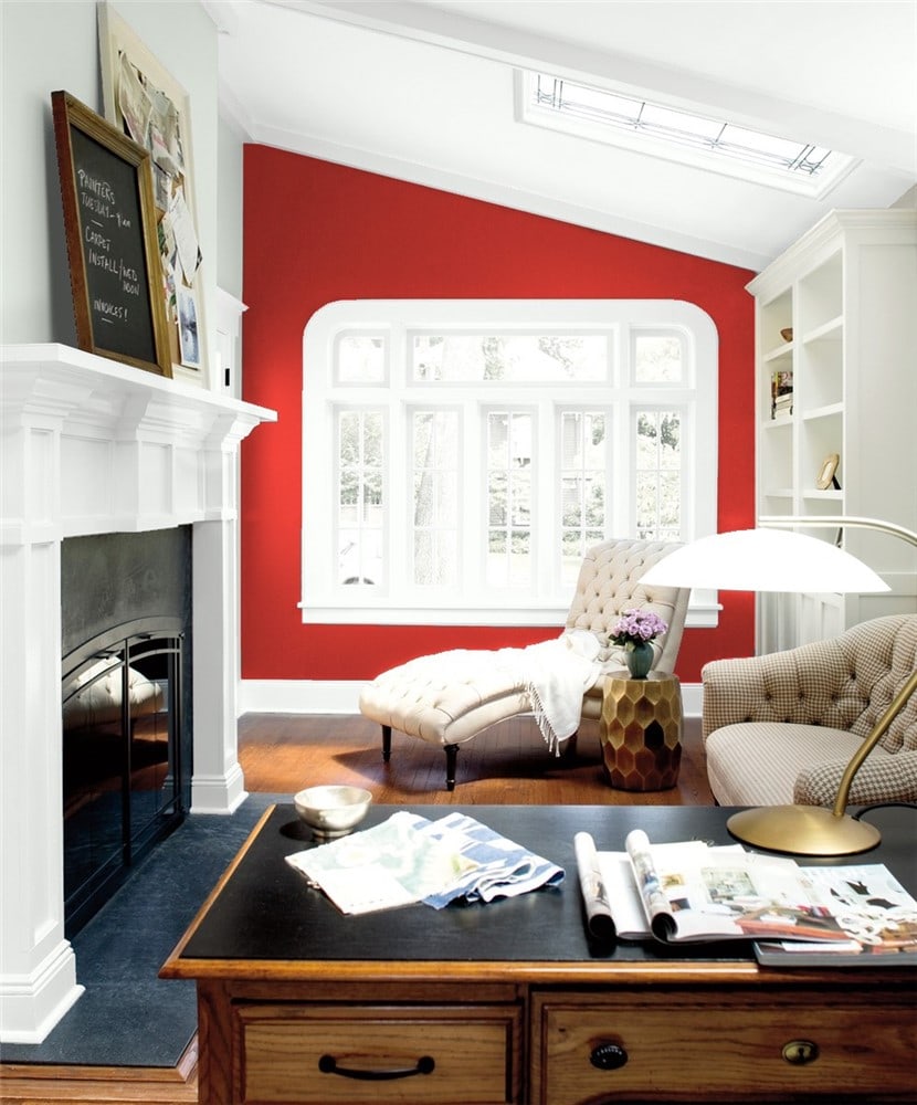 10 Office Accent wall in Million Dollar Red by Benjamin Moore