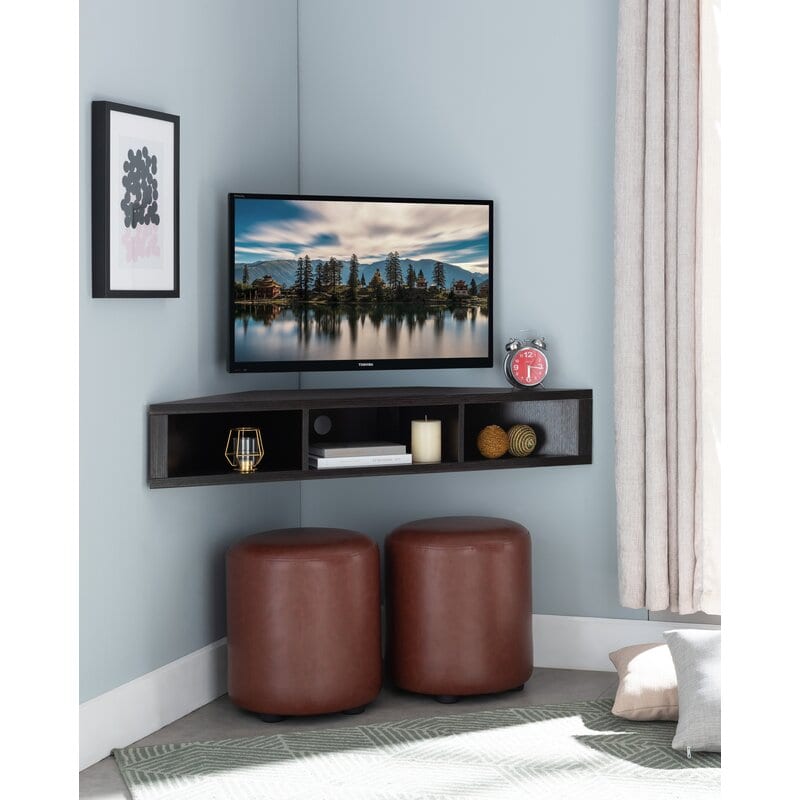 Floating Corner Flat Screen Tv Stand for a Clear Space