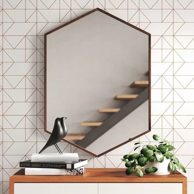 Use a Hexagon Mirror for a Subtle Modern Touch