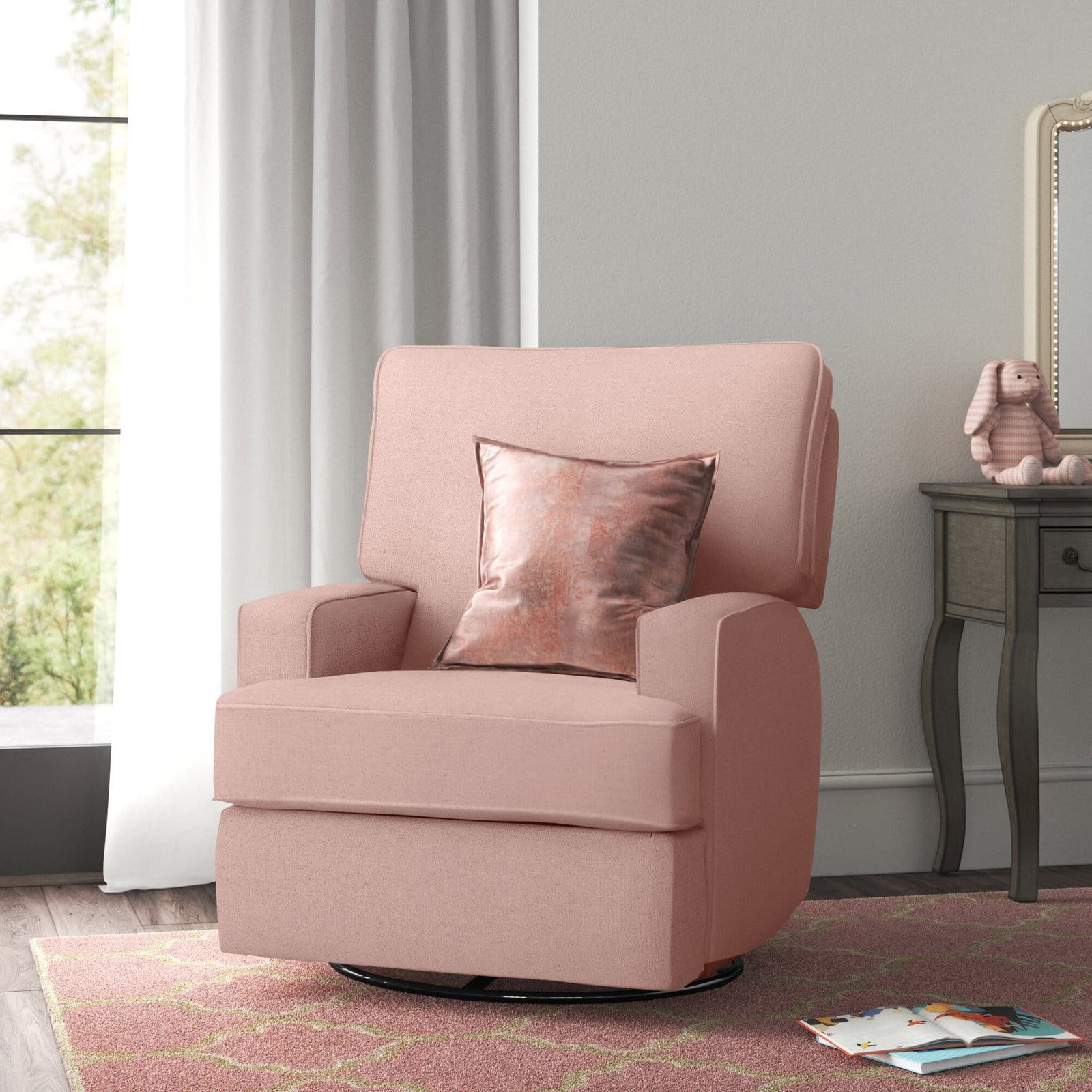 A Blush Reclining Chair for a Baby Girl’s Nursery