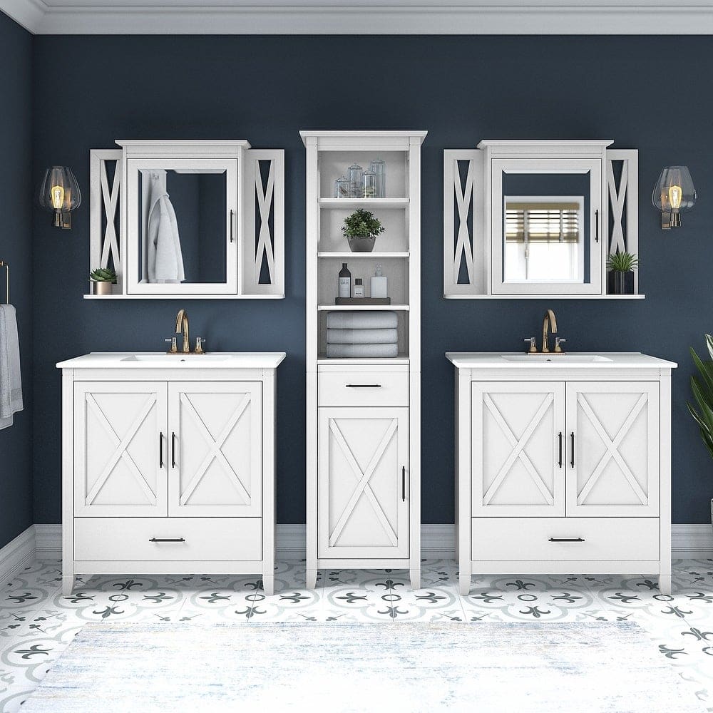 Separate Spaces with Storage Using Single Sink Vanities