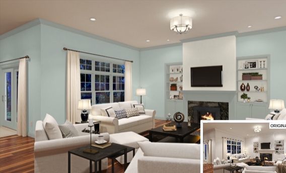 8 Living Room in Rainwashed by Sherwin Williams