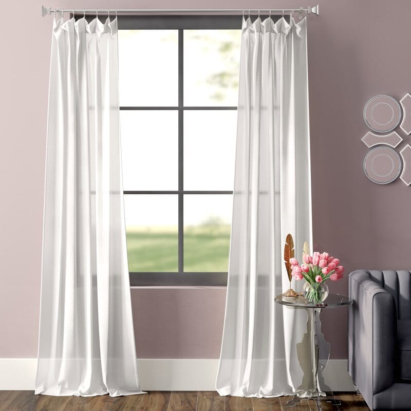Pick Sheer White Curtains for Pinkish Gray Walls