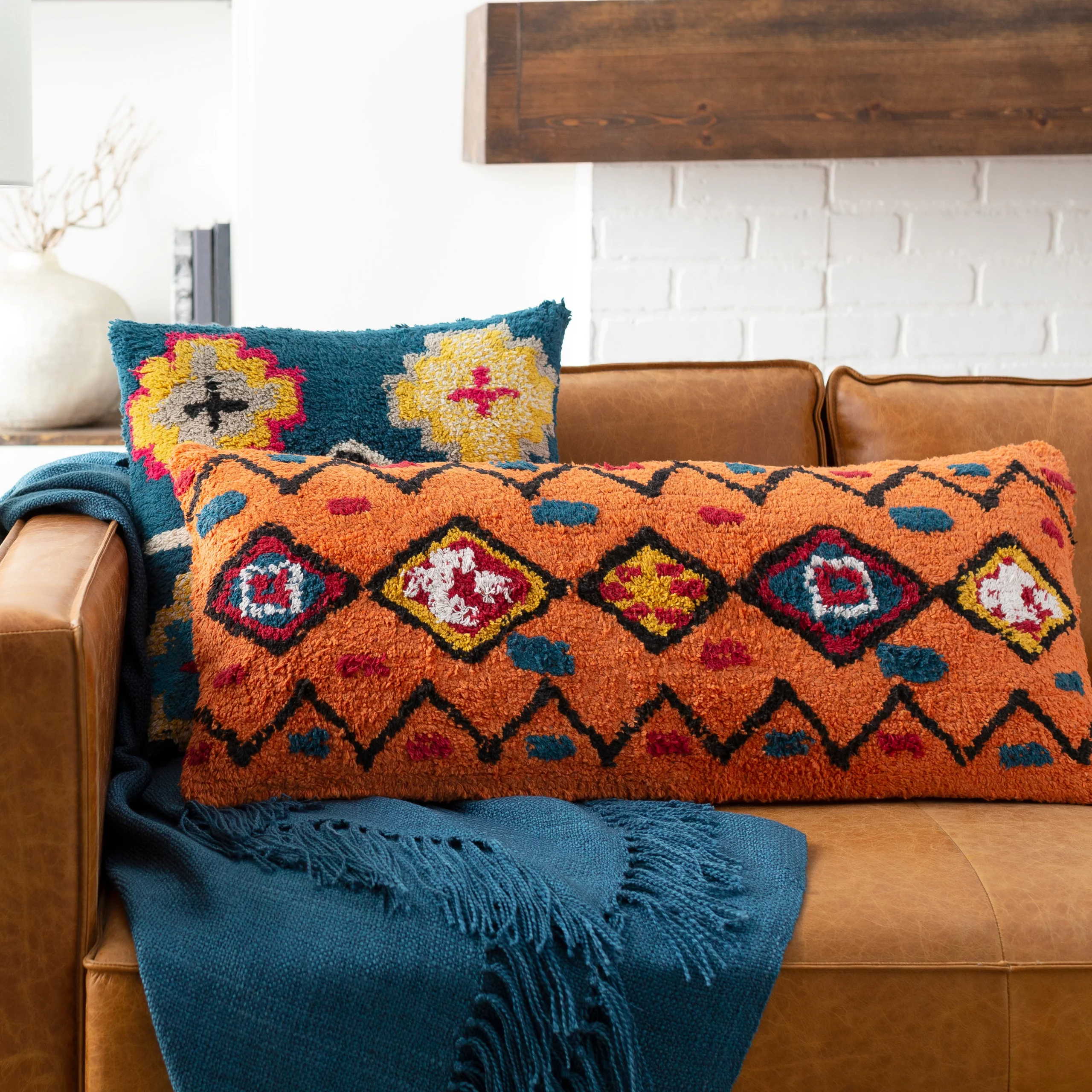 Bright and Oversized Boho Throw Pillow for a Fun Look