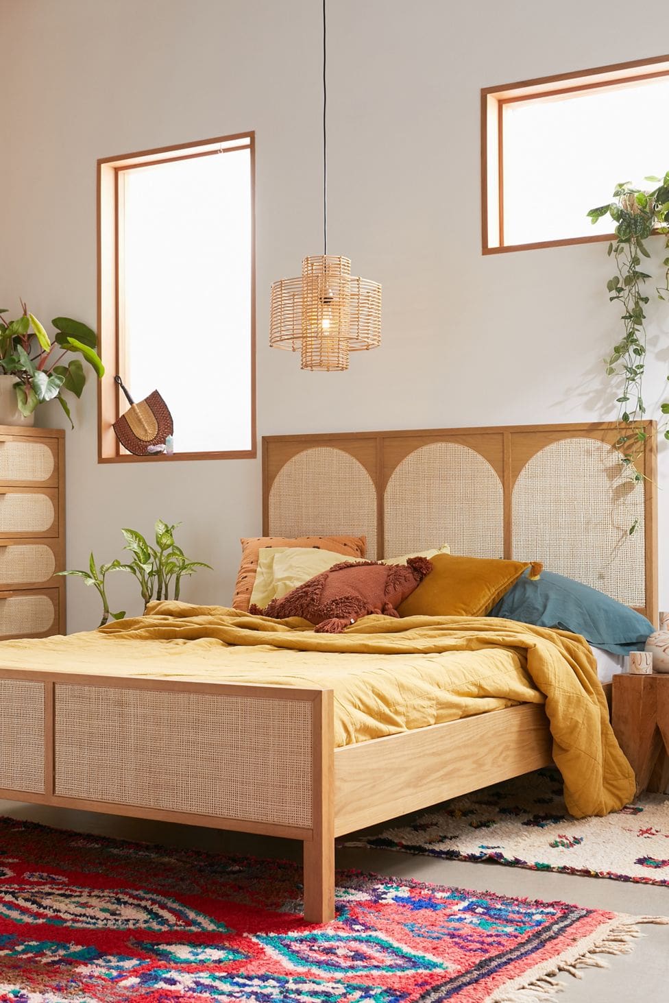 Go Retro with a Wood + Cane Bed Frame