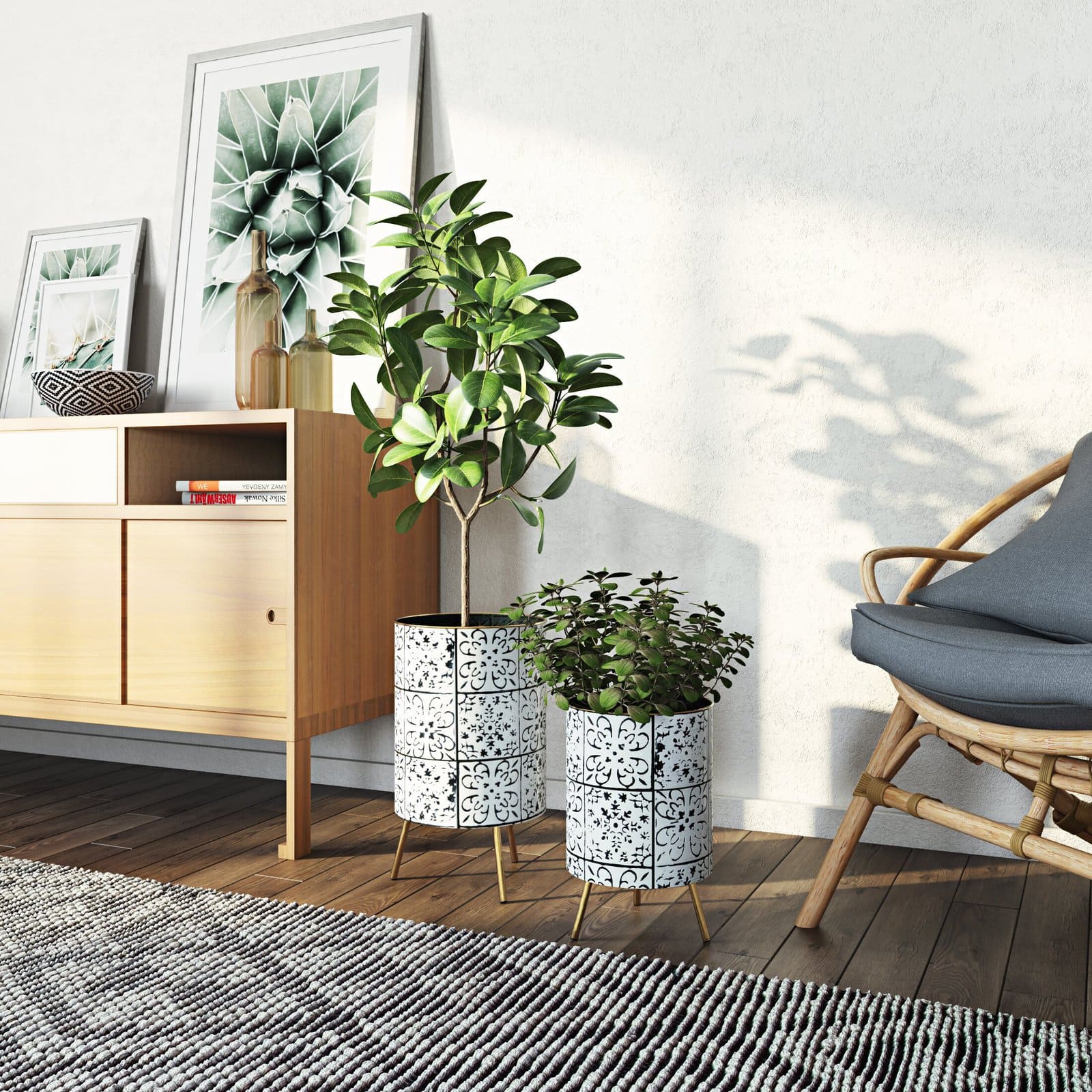 Bring in Modern-Boho Vibes with a Metal Planter Set