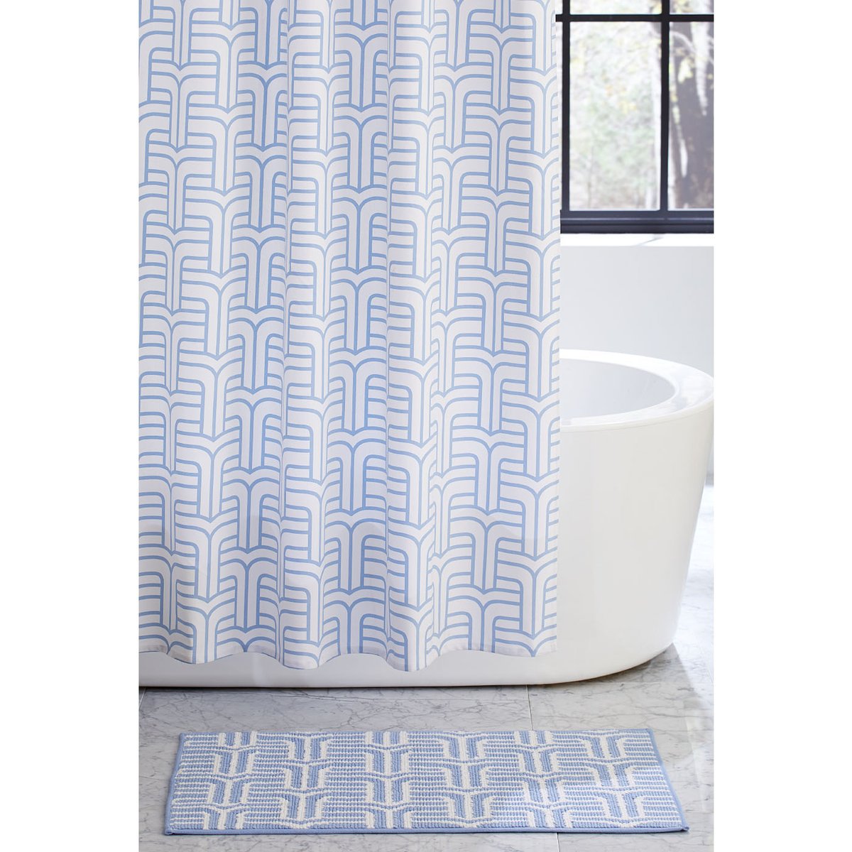 A Matching Shower Curtain and Bath Mat