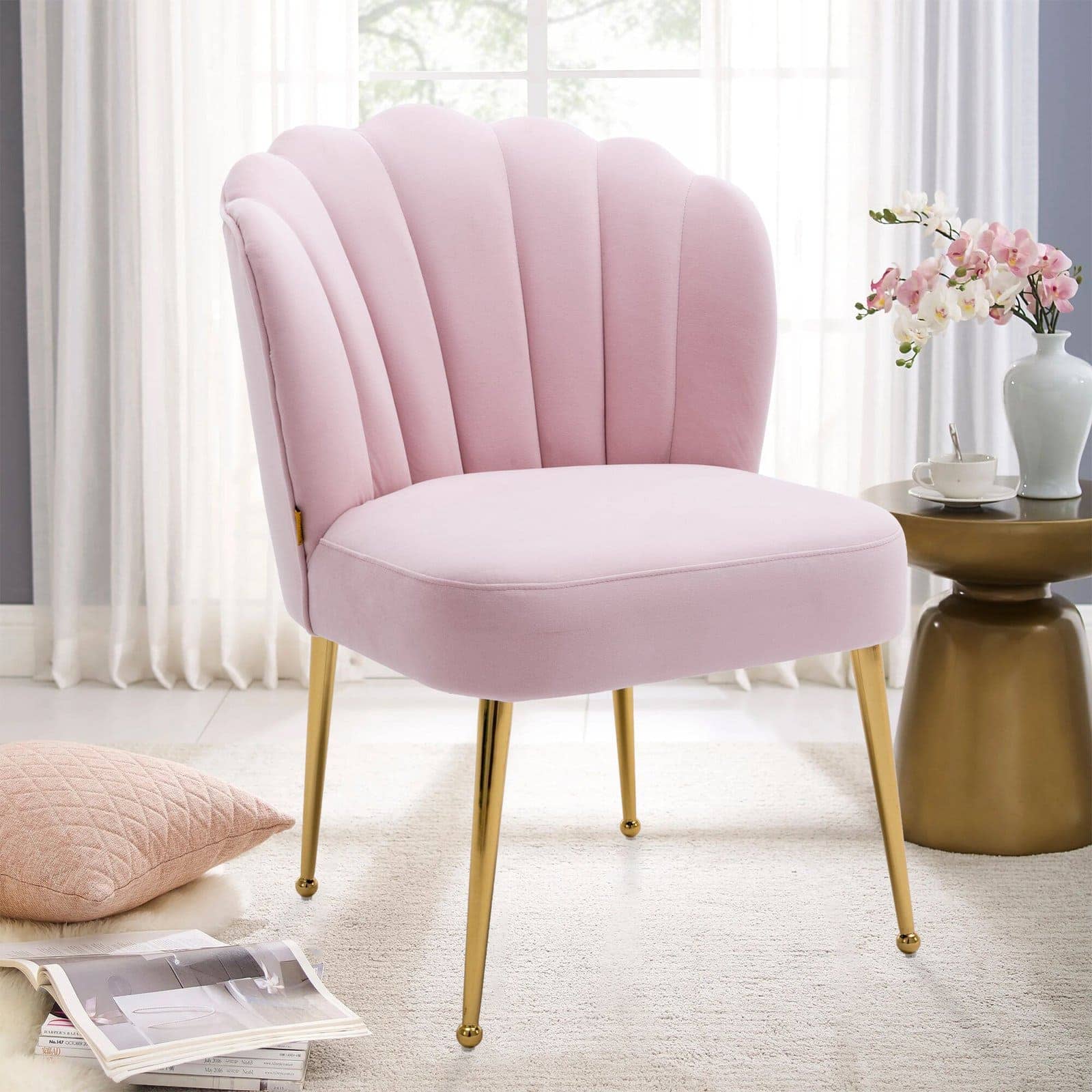 Pink and Gold Glam Bedroom Chair