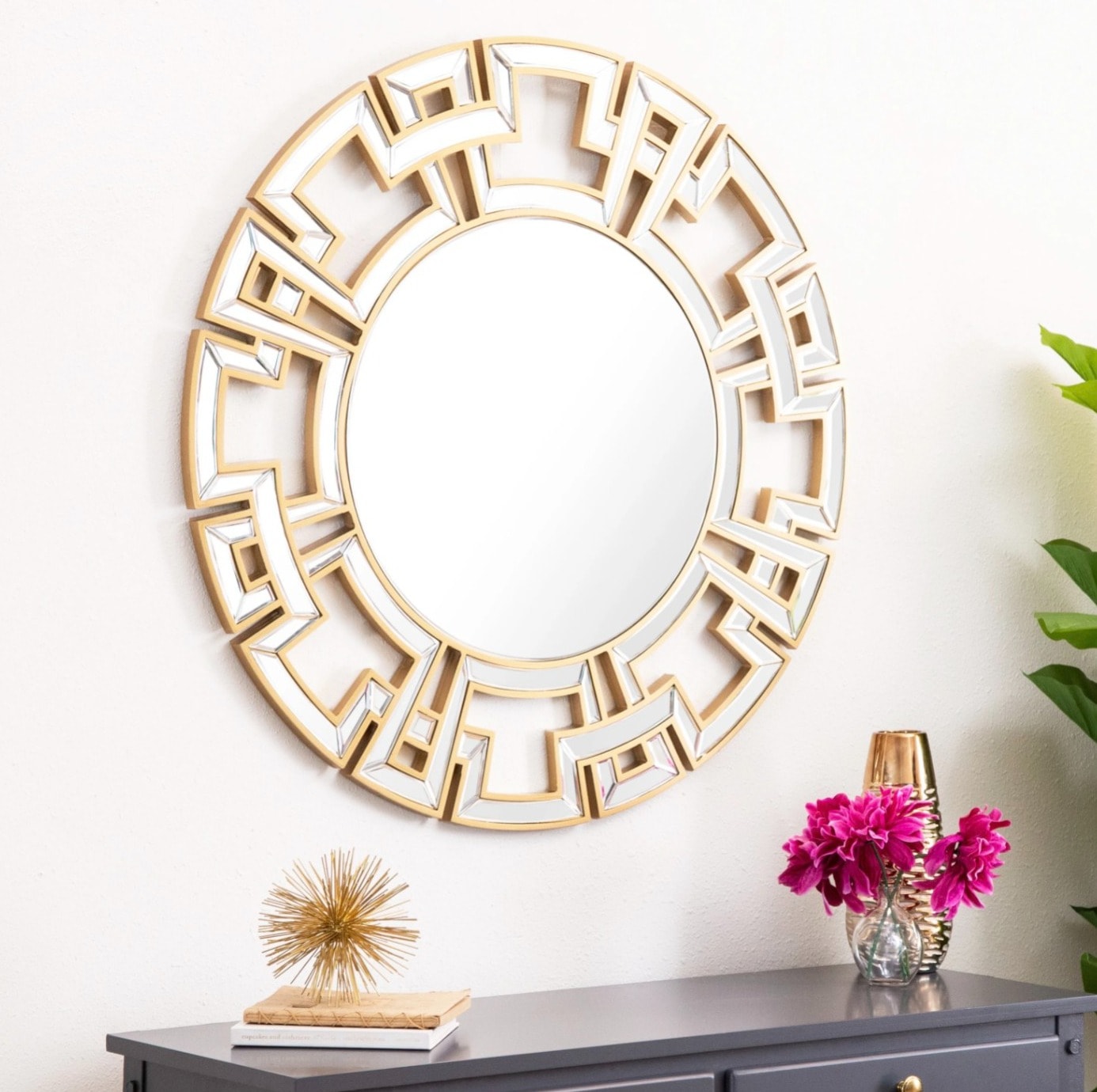 Glamorous Geometric Round Mirror