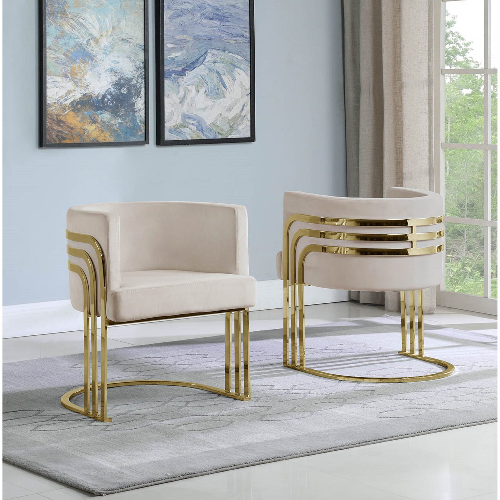 White Accent Chair With a Gold Base