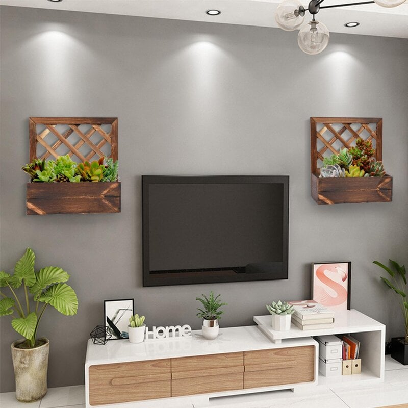 Decorate Your Living Room with Wooden Wall Planters