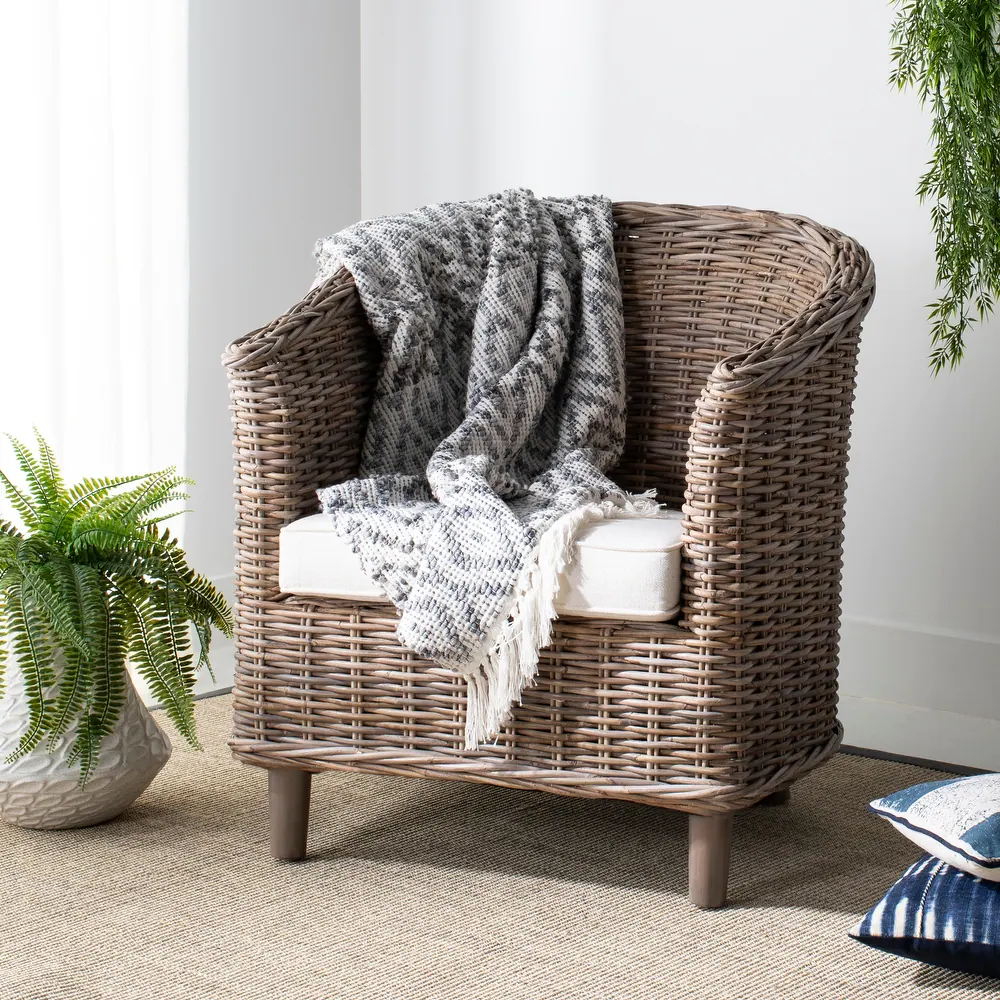 Tan Rattan Barrel Seat for Transitional Coast Look