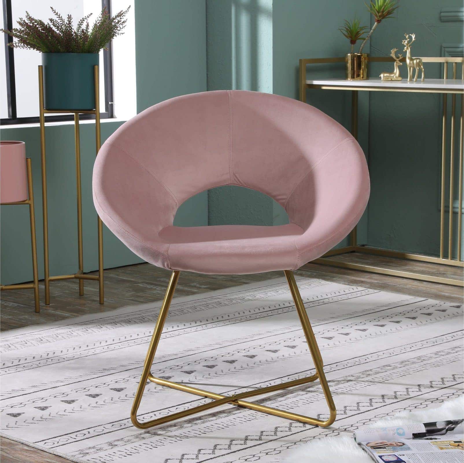 Pink Velvet Glam Accent Chair