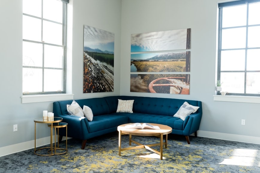 what color rug with teal couch