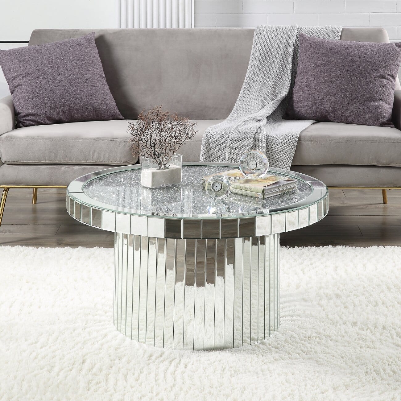 Diamond Filled Mirrored Coffee Table