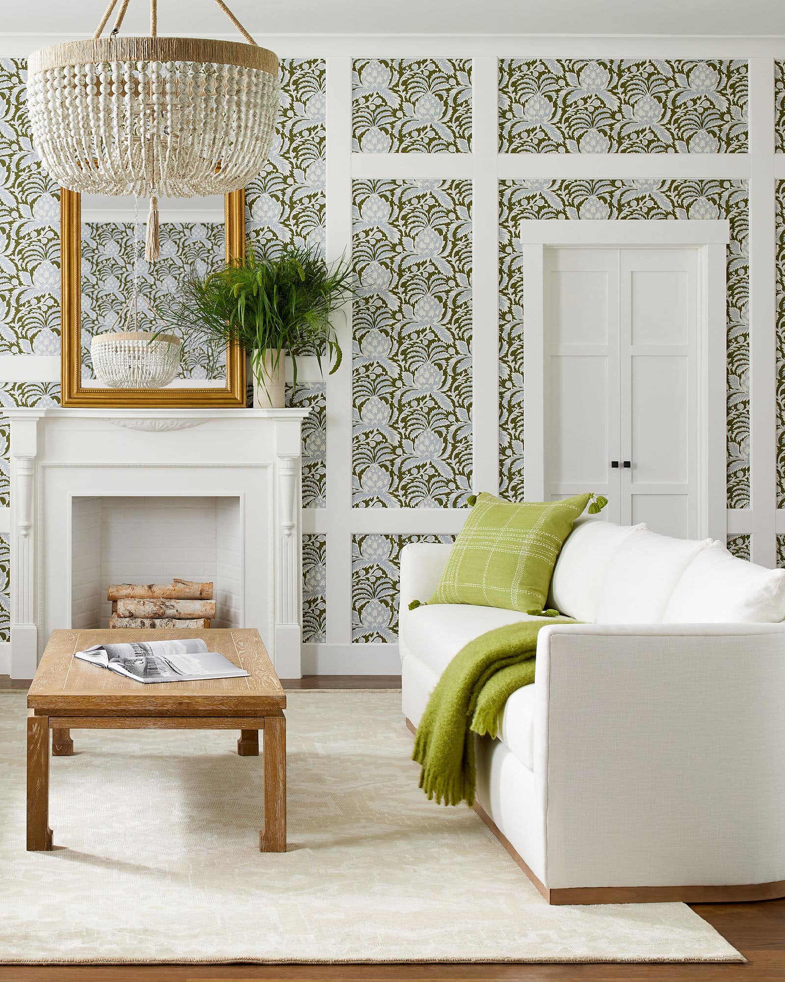 Add Contrasting Wallpaper to Make Your Couch Pop