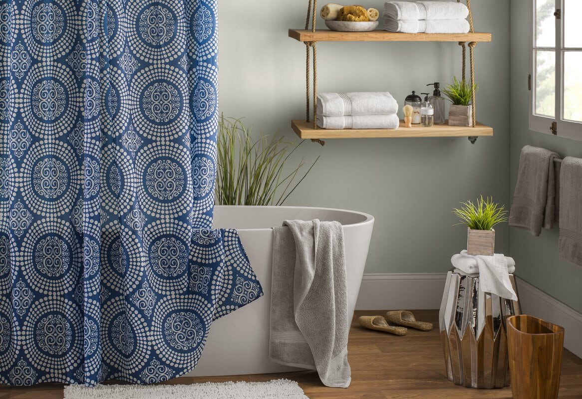 Bohemian Grey and Blue Bathroom