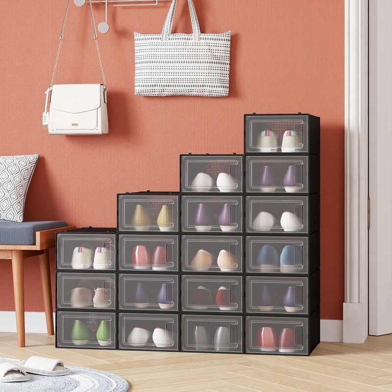 Stackable Shoe Rack with Clear Doors