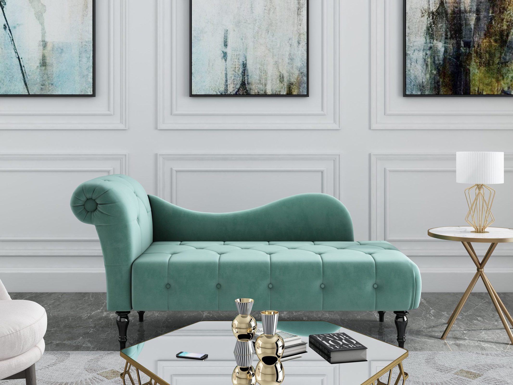 Button Tufted Chaise Lounge