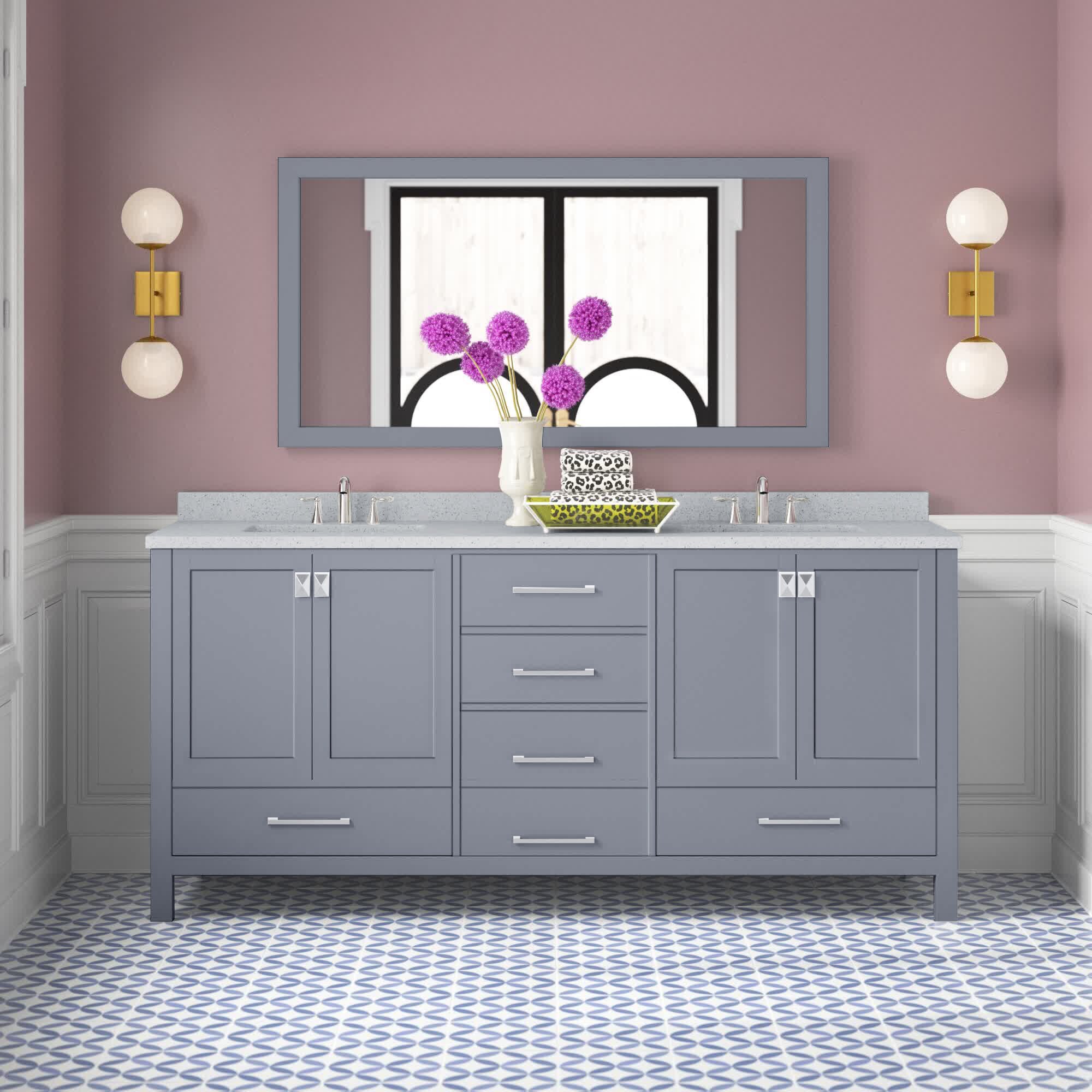 Dark Pink and Grey Bathroom Decor