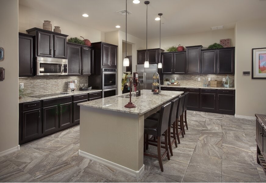Gray Granite Goes Great with Dark Cabinets
