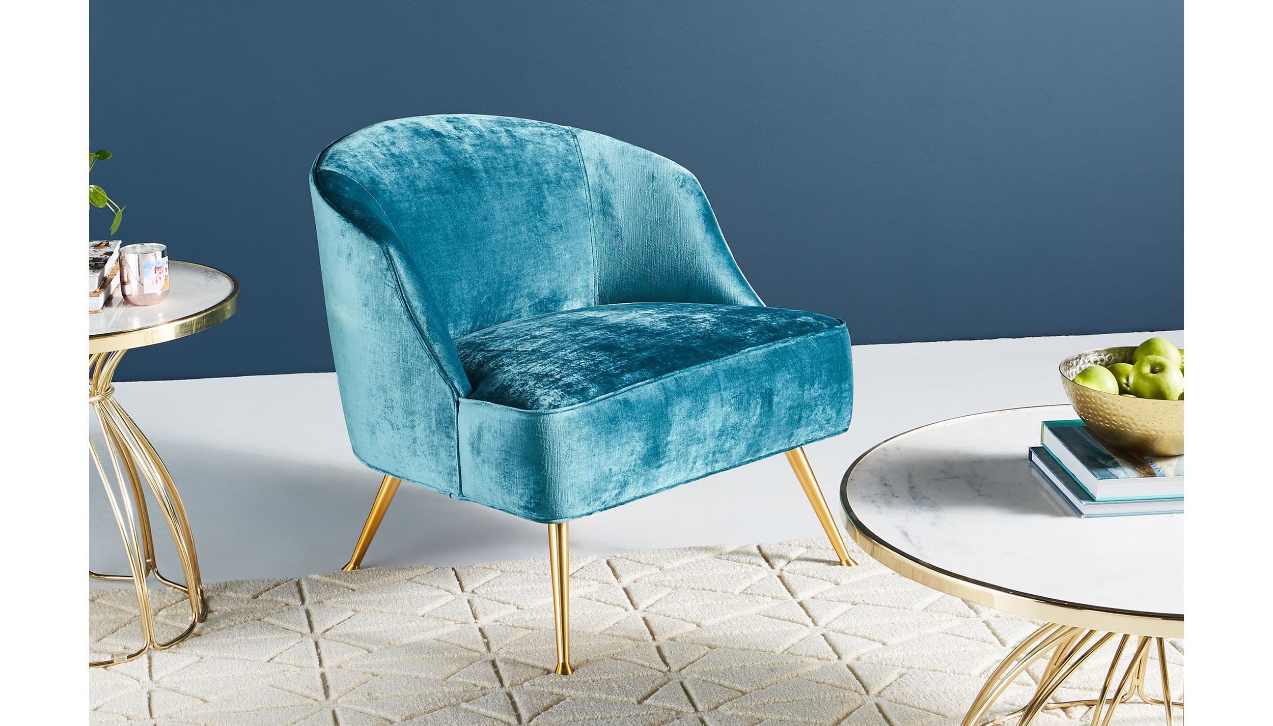 Sky Blue Glam Accent Chair