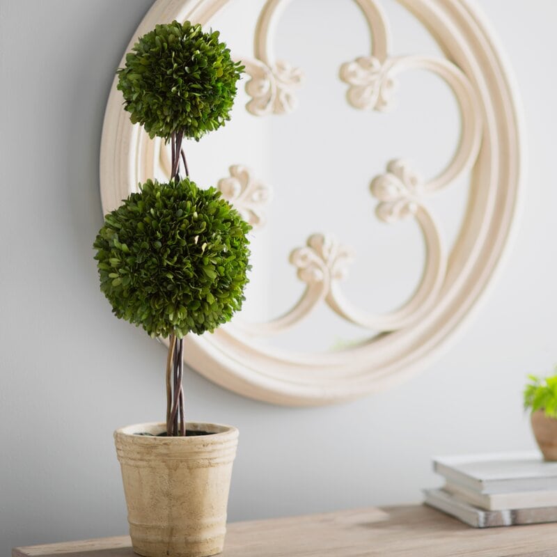 Top Your Entryway Table with a Boxwood Topiary
