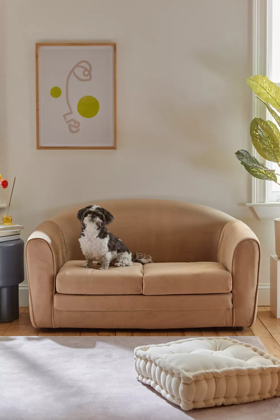 Taupe Velvet Sofa