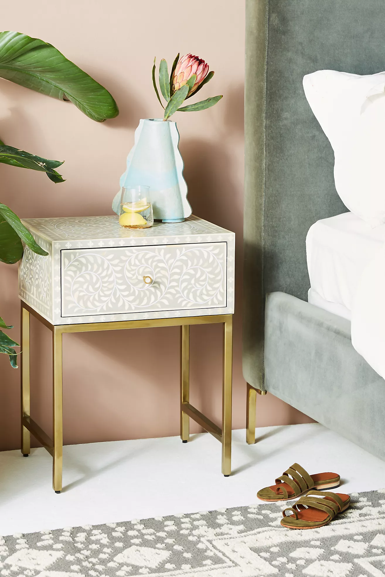 Glam It Up with a Scroll Inlay Bedside Table